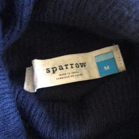 Anthropologie Sparrow Kimi Navy Blue Turtle Neck Sweater M - Picture 5 of 7